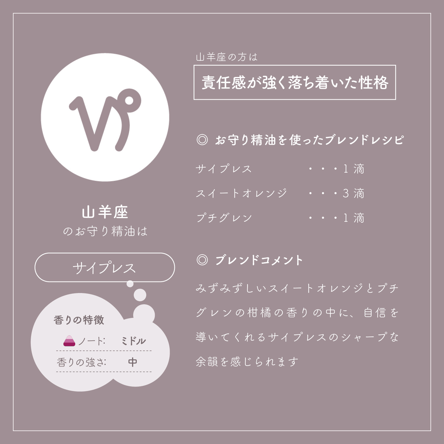 アロマオイル 星座別 やぎ座